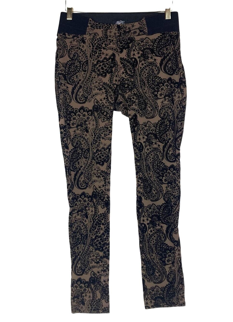 One5One Jacquard Pant Maternity Women S Taupe Brown Black Velour Paisley Stretch